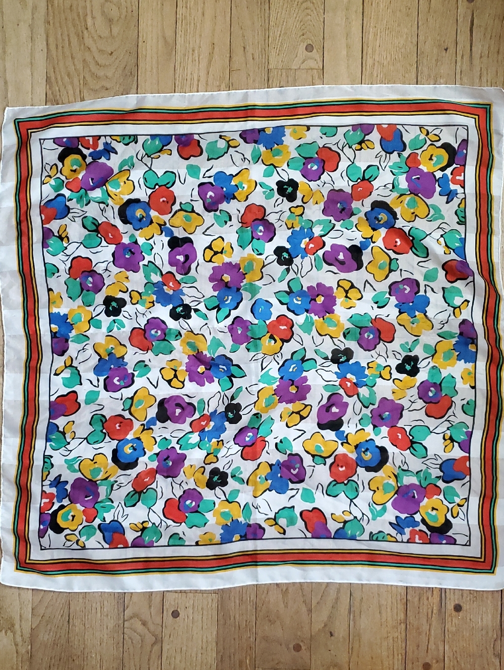 Women's Silk Feel Scarf BERKSHIRE Colorful Flower Art SQUARE 30"
